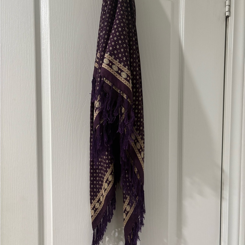 Roots Purple & Cream Print Silk Scarf (Large) - Picture 3 of 3